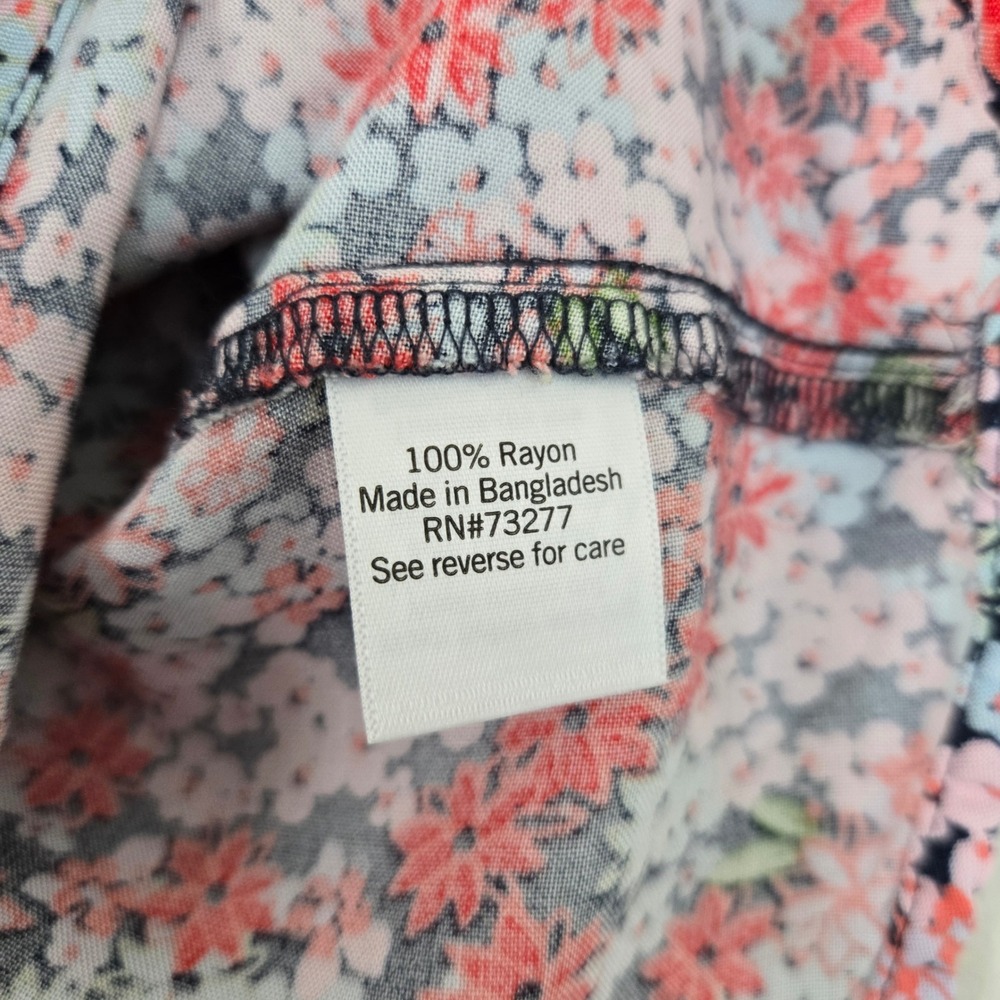SO Goods For Life Floral Mini Skirt XS Navy Red Pink Ditsy Print Rayon Tie Waist - Picture 7 of 8